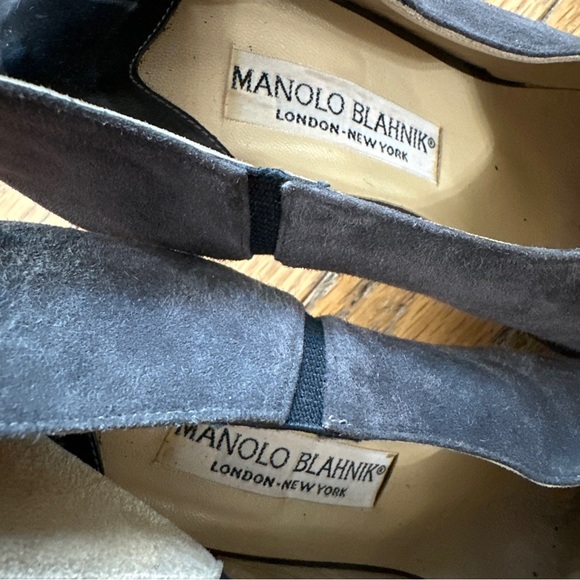 Manolo Blahnik Gray Suede Leather Shoe Booties Size 39.5 - Picture 9 of 10